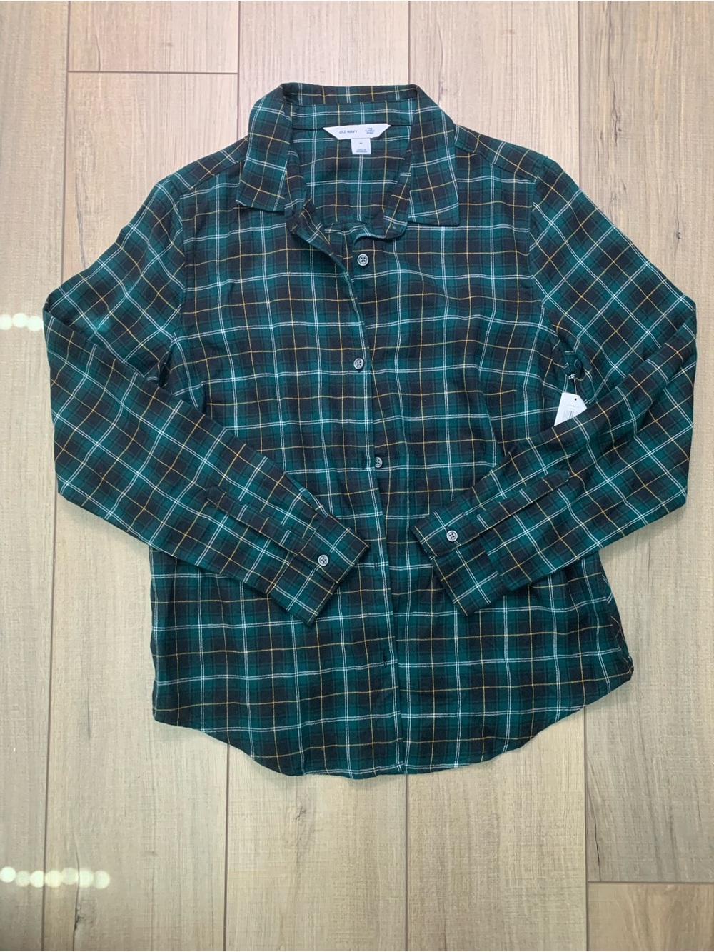 Green Plaid Button-Up Shirt